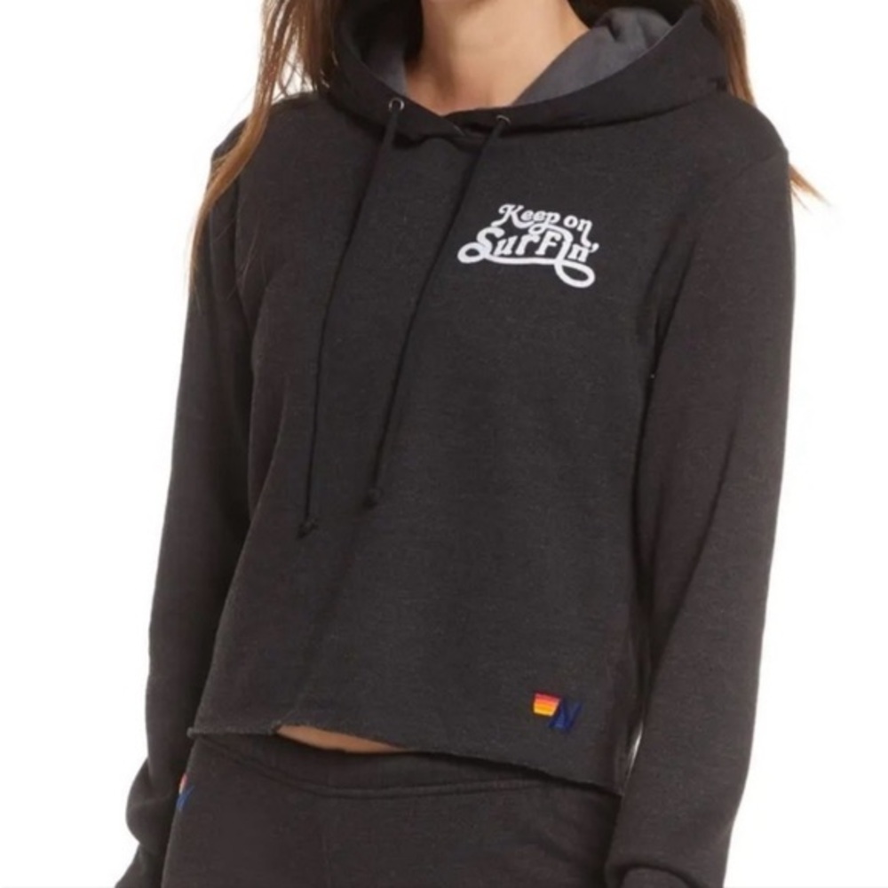 Aviator Nation Charcoal Hoodie with White Logo